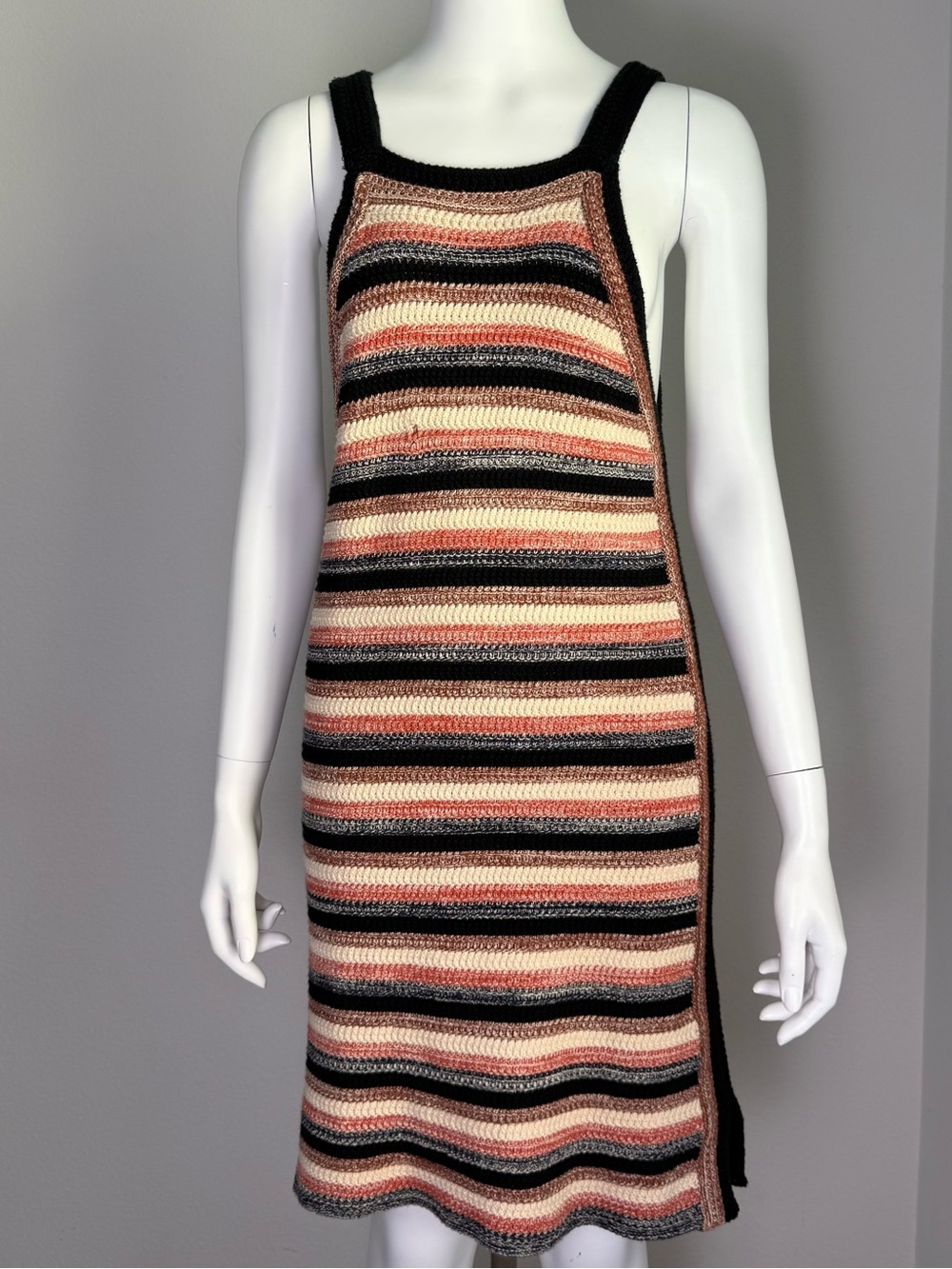 Free People Striped Knit Halter Dress in Black, Tan, Cream and Rust